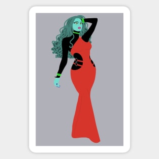 Teal Alien Woman 02 Sticker